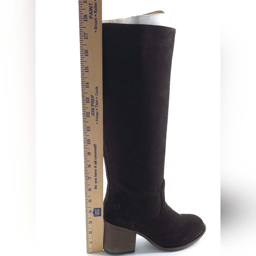 Born Thea Knee-High Stacked Heel Boot Espresso Suede Size 7.5 - Picture 4 of 7